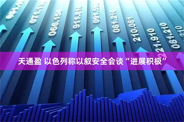 天通盈 以色列称以叙安全会谈“进展积极”